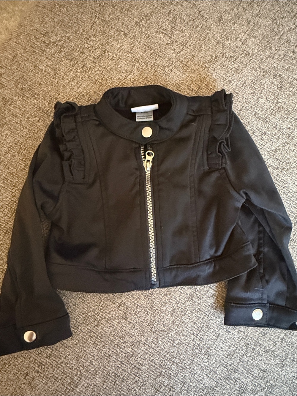 Little Lass Black Ruffle Moto Jacket